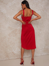 Sleeveless Corset Style Bodycon Dress in Red