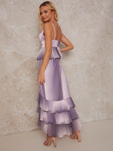 Petite Cami Ruffle Bodycon Dress in Purple Ombre