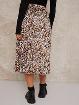 High Waist Animal Print Midi Skirt in Multi