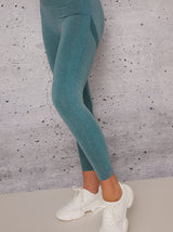 Mid Rise Sports Leggings with Body Contouring Design in Green