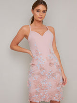Cami Strap Lace Overlay Midi Dress in Pink