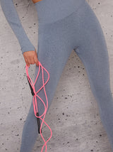 Mid Rise Sports Leggings with Body Contouring Design in Grey