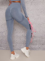 Mid Rise Sports Leggings with Body Contouring Design in Grey