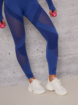 Gym Leggings with Eyelet Design in Blue