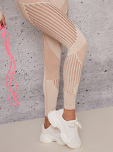 High Rise Sports Leggings with Body Contouring in Beige