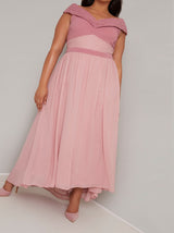 Plus Size Pleat Detail Maxi Dress in Pink