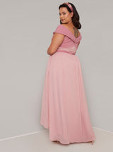 Plus Size Pleat Detail Maxi Dress in Pink