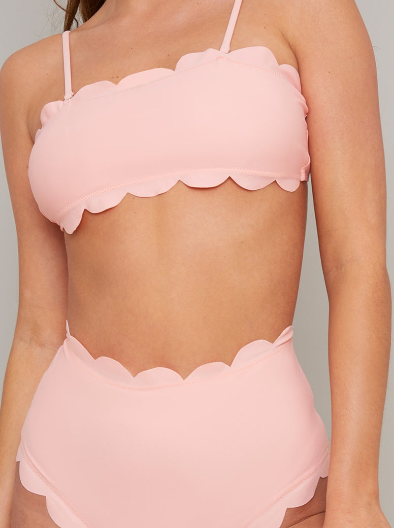 Scalloped Edge Bikini Top in Pink
