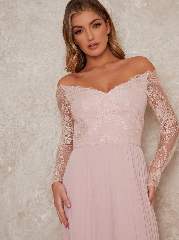 Lace Sleeve Dress in Pink