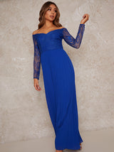 Lace Sleeve Dress in Blue