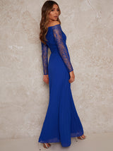 Lace Sleeve Dress in Blue