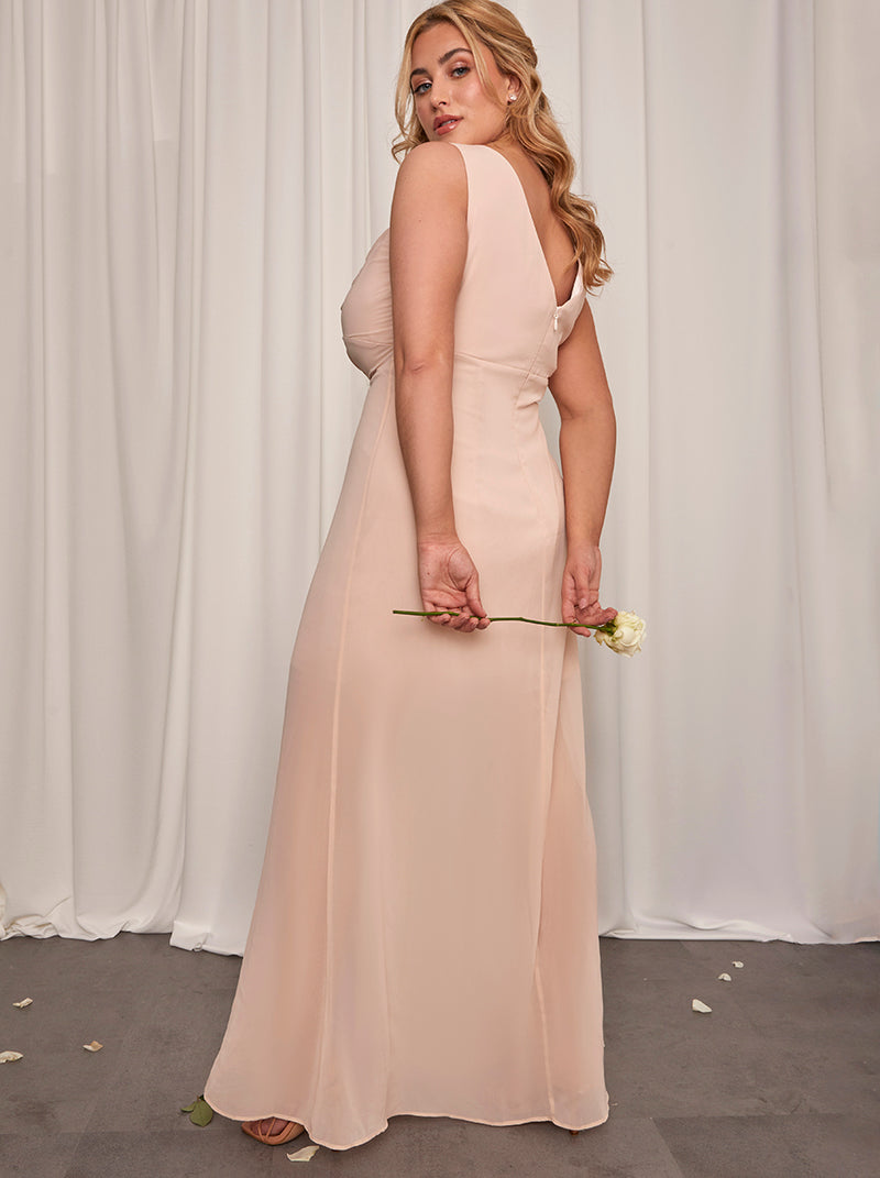 Plus Size Knot Detail Maxi Dress in Champagne