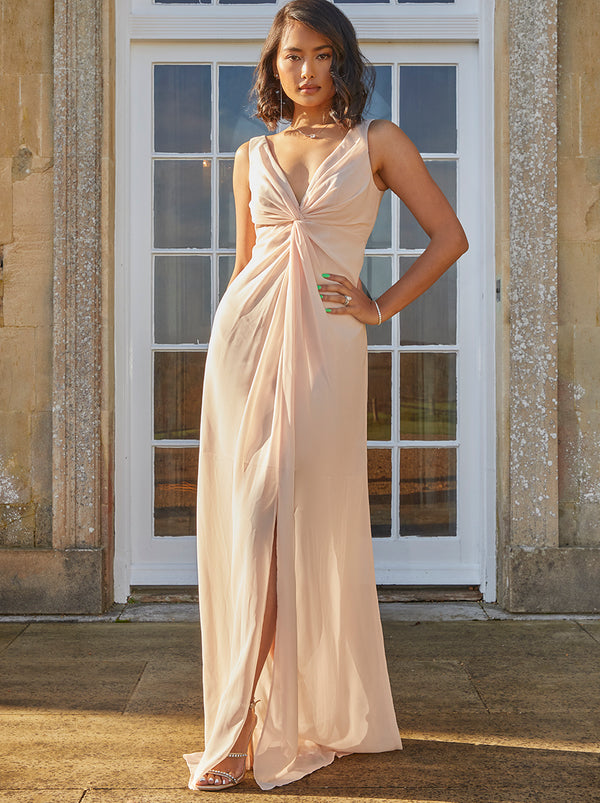 Knot Detail Maxi Dress in Champagne