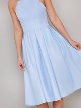 Cami Strap Plain Midi Dress in Blue
