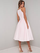 Cami Strap Plain Midi Dress in Pink