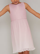 Girls Ombre Pleated Midi Dress in Pink