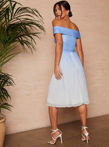 Bardot Ombre Pleated Midi Dress in Blue