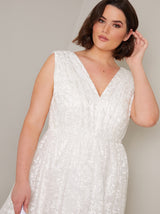 Plus Size Bridal Embroidered Wedding Dress in White