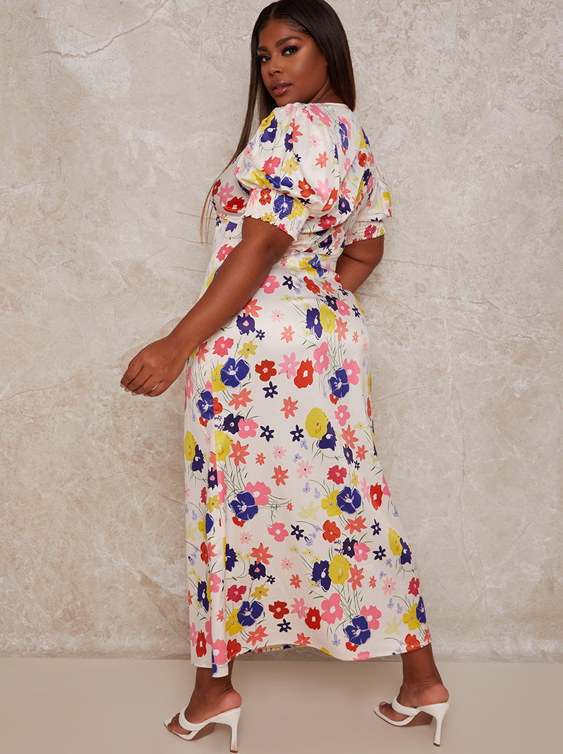 Plus Size Floral Print Maxi Dress in Multi