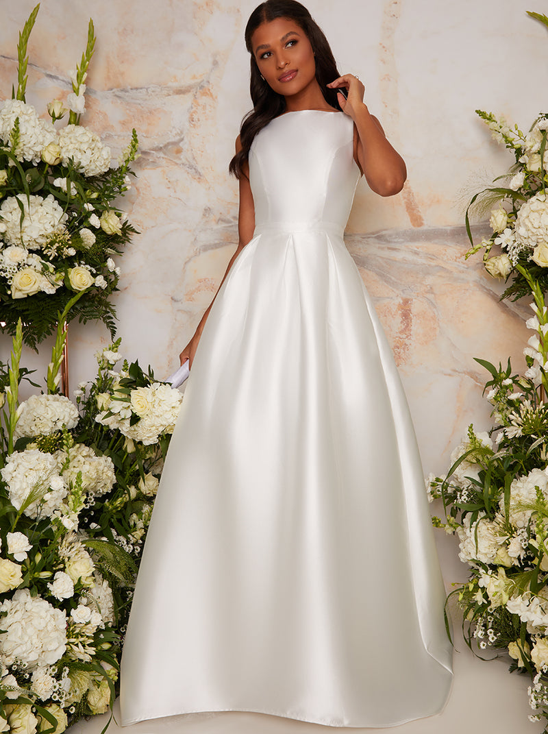 Classic Off Shoulder Satin Wedding Dresses Ball Gowns – alinanova