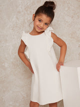 Girls Ruffle Detail Dress in White