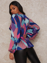 Long Sleeve Graphic Print Top in Multi