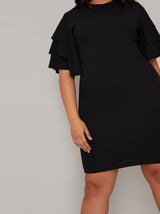 Plus Size Ruffle Detail Dress in Black