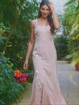 Sweetheart Pleated Bodice Maxi Dress in Champagne