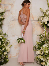 Maxi Dress with Lace Back Detail in Pink