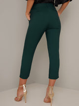Tailored Slim Fit Crop Trousers in Green