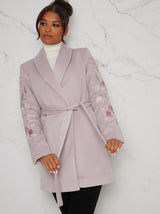 Wrap Style Short Coat Jacket in Purple