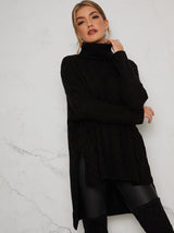 Cable Knit Oversize Jumper in Black