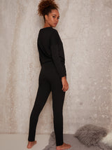 Loungewear Jumpsuit with Scoop Neck in Black