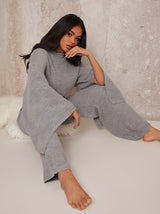 Knitted Rib Lounge Set in Grey