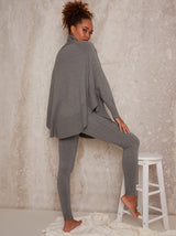 Roll Neck Jumper Loungewear Set in Grey