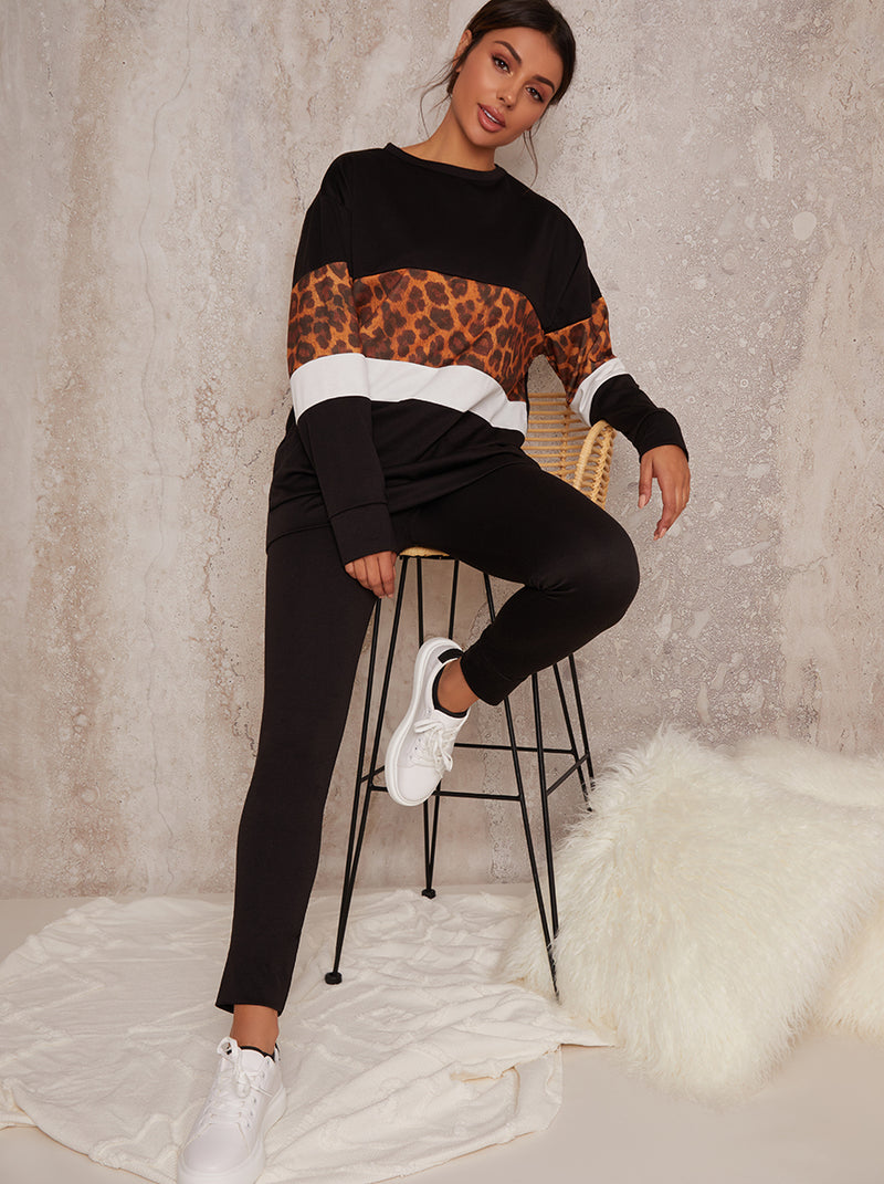 Leopard Loungewear Set with Longline Jumper And Joggers