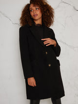 Tailored Coat with Notch Lapels in Black