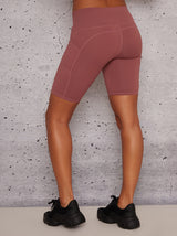 High Rise Bodycon Fit Gym Shorts in Pink