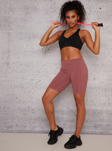 High Rise Bodycon Fit Gym Shorts in Pink