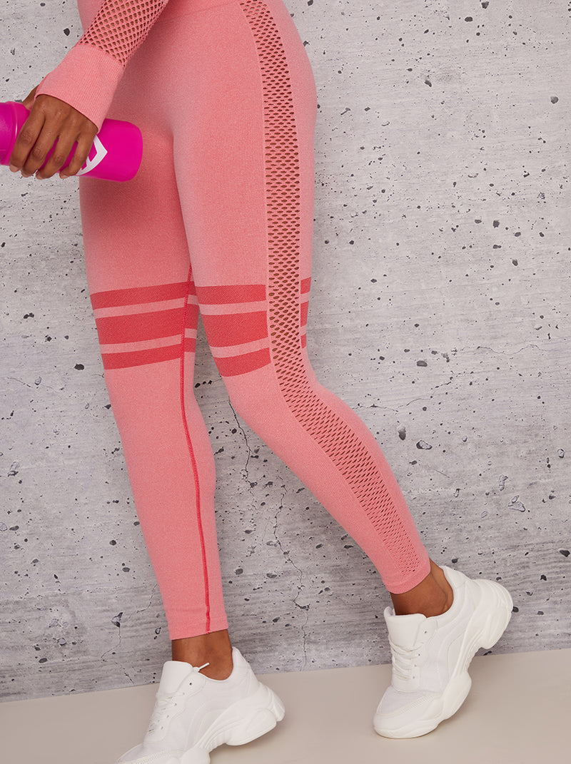 Sports Leggings with Eyelet Design in Pink