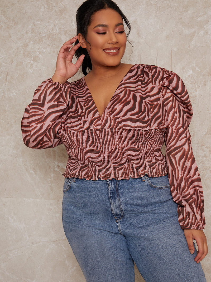 Plus Size Animal Print Top in Pink