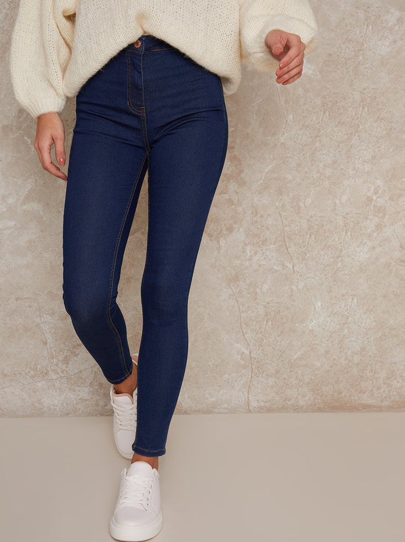 High Rise Skinny Fit Jeans in Blue