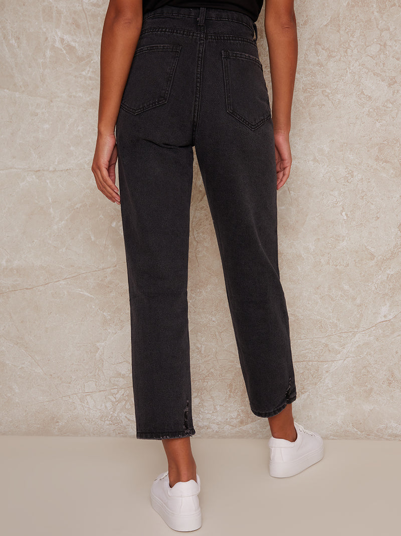 High Rise Mom Jeans in Black