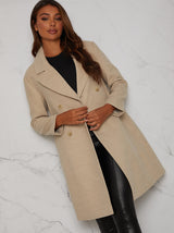 Structured Double Breasted Coat in Beige