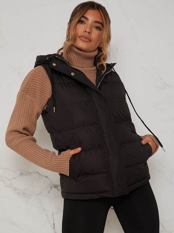 Quilted Puffer Gilet in Black