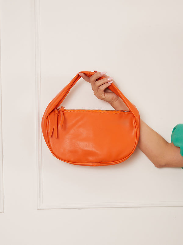 Faux Leather Shoulder Bag in Orange