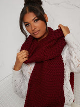 Chunky Knit Scarf in Red
