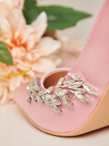 Stiletto Heel Embellished Court Shoes in Pink