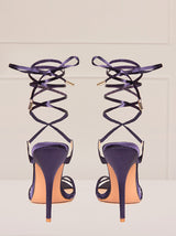 High Heel Lace-Up Sandals in Navy