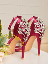 Embellished Stiletto Heel Sandals in Pink